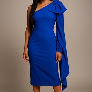 Elegant Blue One-Shoulder Dress